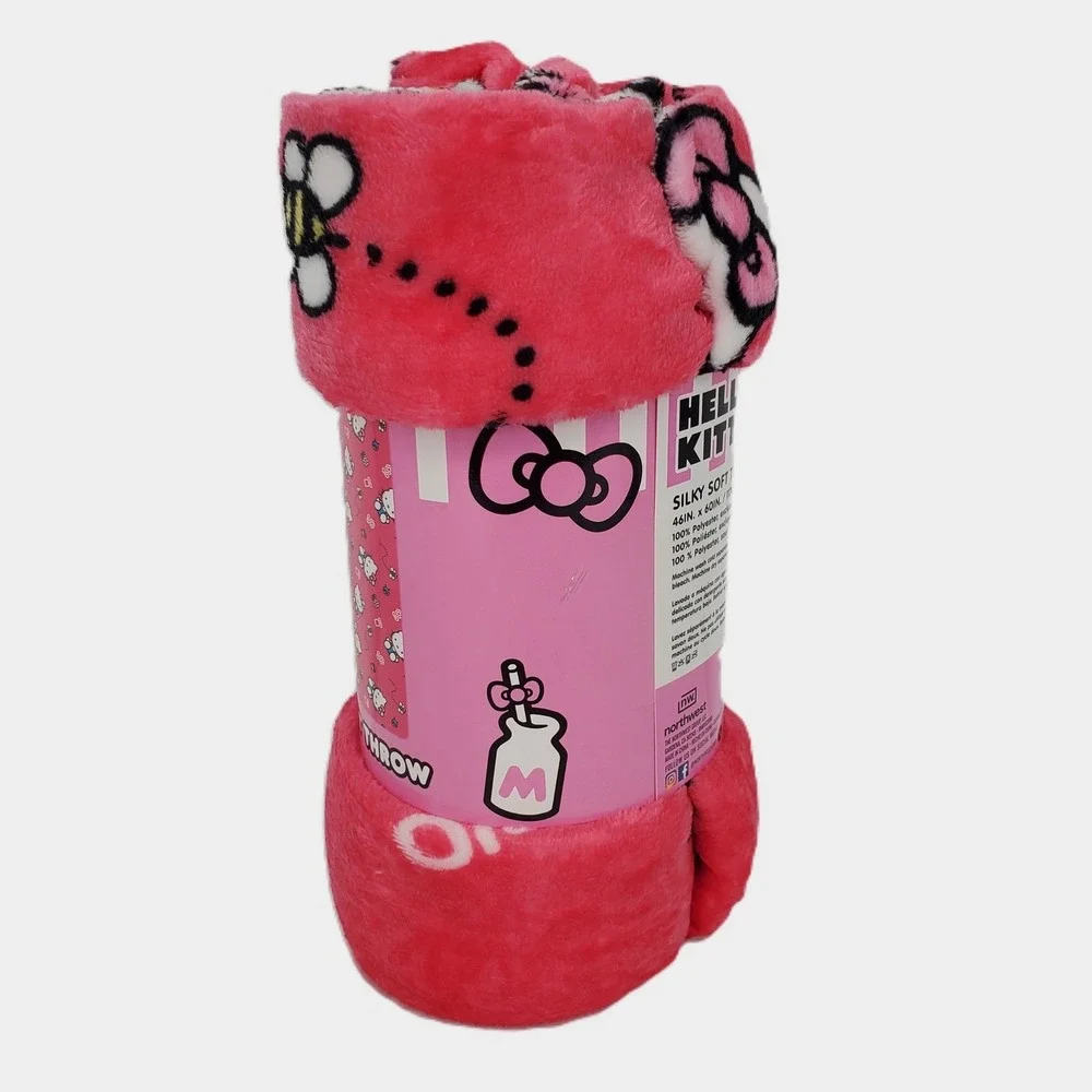 Sanrio Hello Kitty Sweet Bug‎ Silky Soft Throw Blanket Pink 46in x 60in Cozy New